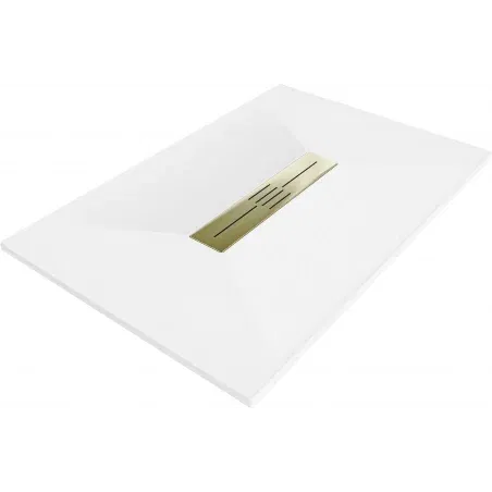 Mexen Toro obdélníková sprchová vanička SMC 120 x 70 cm, bílá, kryt zlatý - 43107012-G