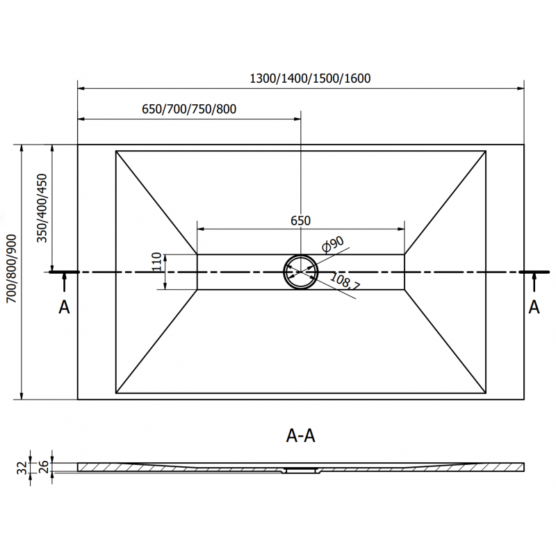Mexen Toro obdélníkový sprchový kout SMC 140 x 90 cm, bílý, zlatá krytka - 43109014-G