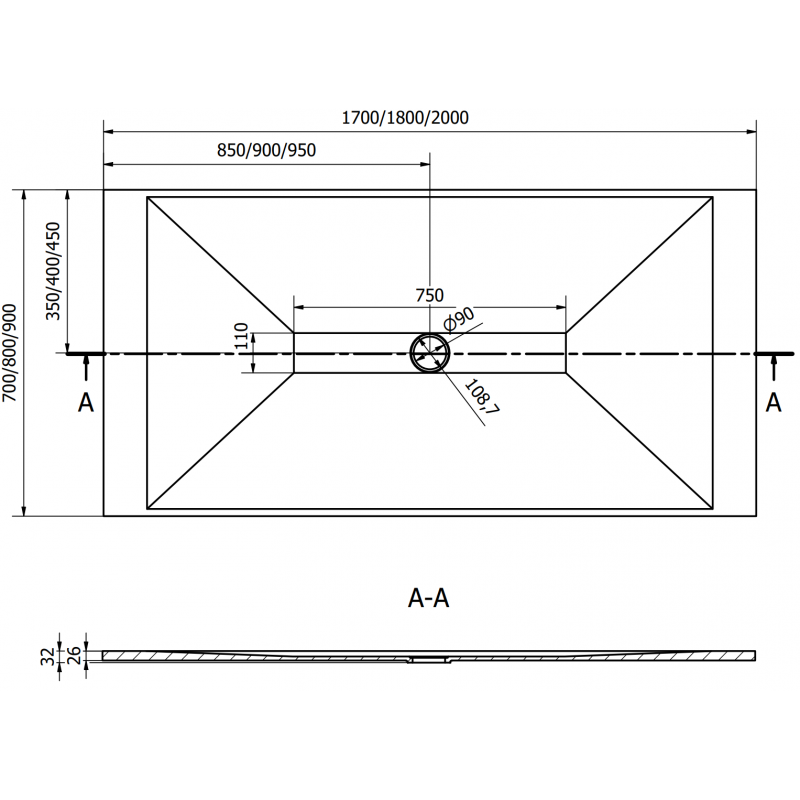 Mexen Toro obdélníkový sprchový kout SMC 170 x 80 cm, bílý, kryt zlatý - 43108017-G