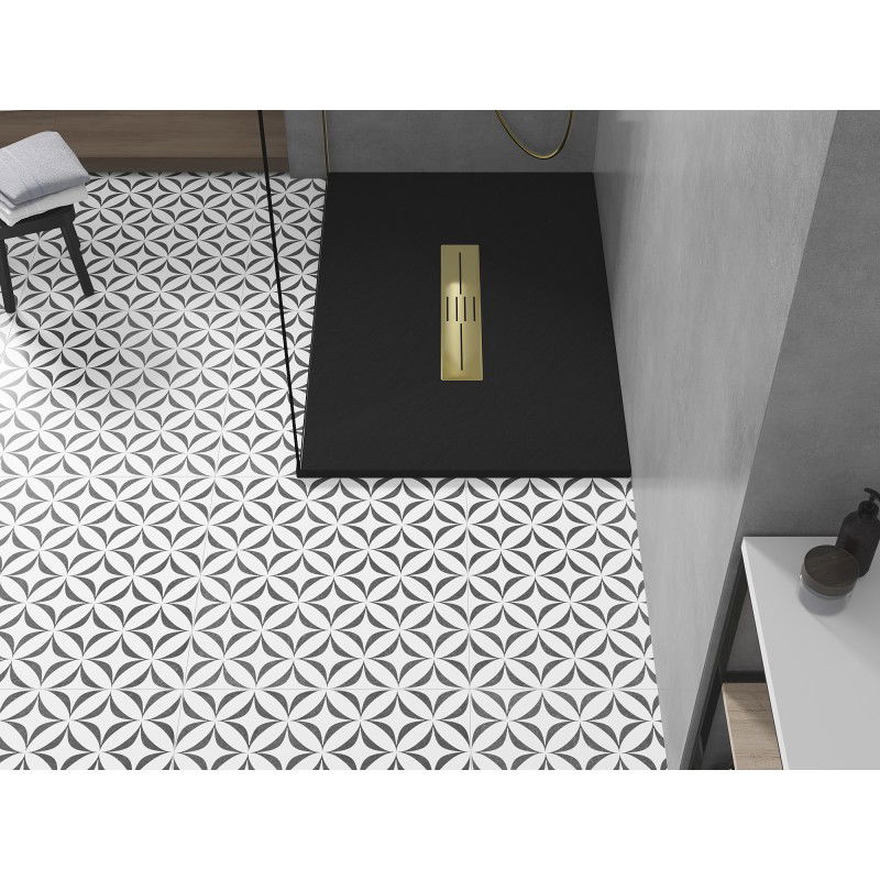 Mexen Toro obdélníkový sprchový kout SMC 140 x 70 cm, černý, kryt zlatý - 43707014-G