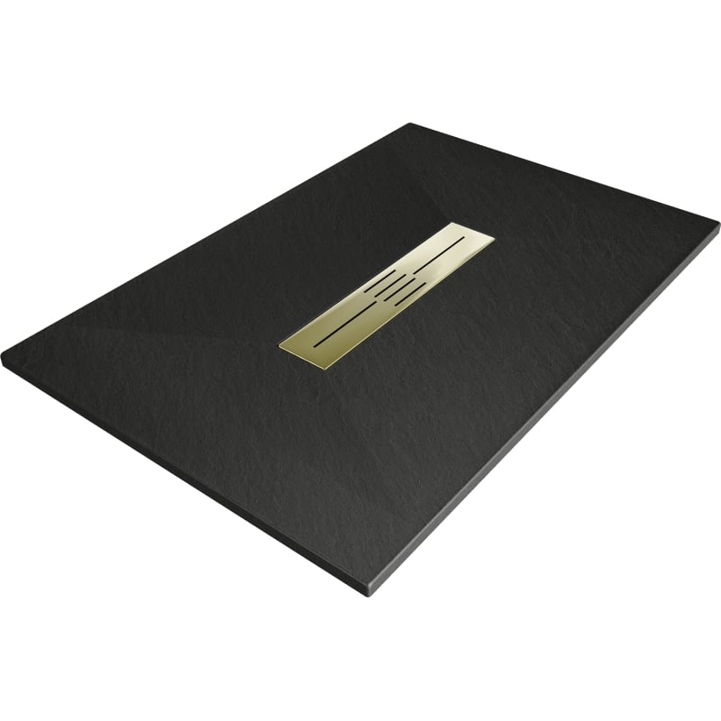 Mexen Toro obdélníková sprchová vanička SMC 100 x 80 cm, černá, zlatý kryt - 43708010-G