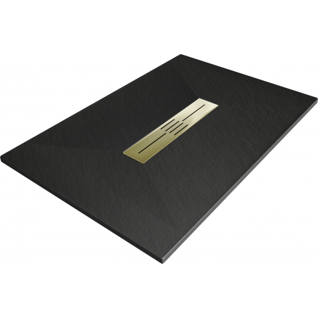 Mexen Toro obdélníková sprchová vanička SMC 100 x 80 cm, černá, zlatý kryt - 43708010-G