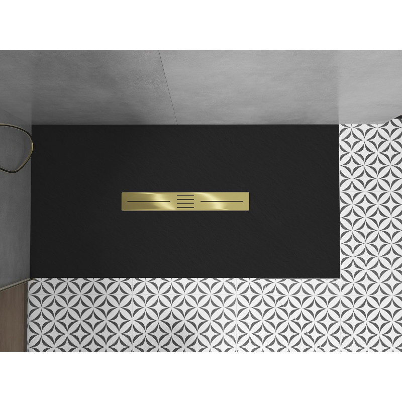 Mexen Toro obdélníková sprchová vanička SMC 150 x 80 cm, černá, krytka zlatá - 43708015-G