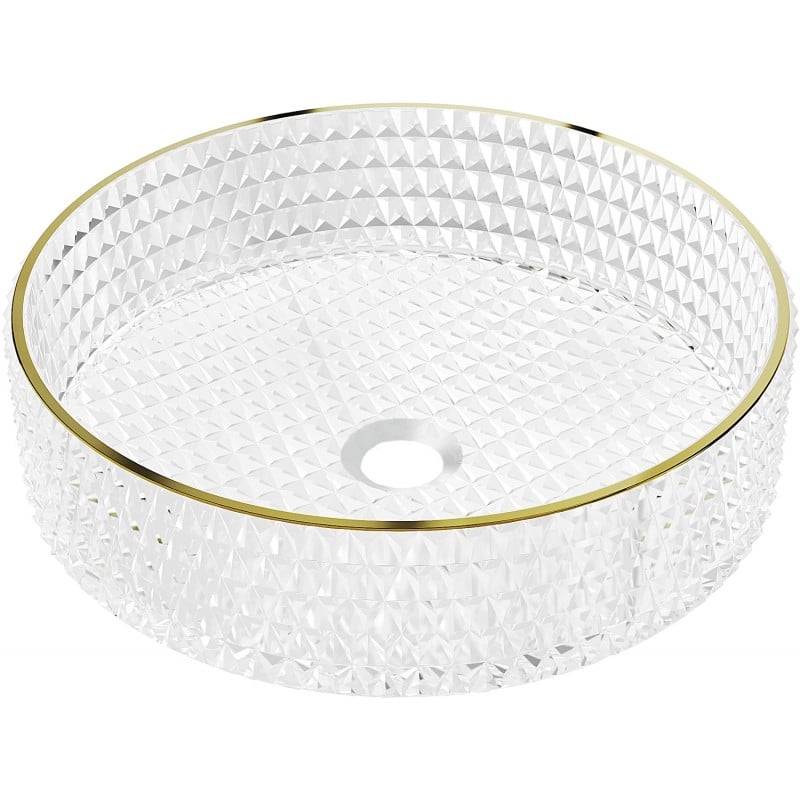 Mexen Aura skleněné umyvadlo na desku 39 x 39 cm, transparentní/zlatá - 24013905