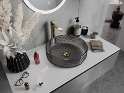 Mexen Aura skleněné umyvadlo na desku 39 x 39 cm, černé - 24013970