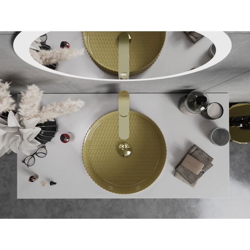 Mexen Aura skleněné umyvadlo na desku 39 x 39 cm, zlaté - 24013950