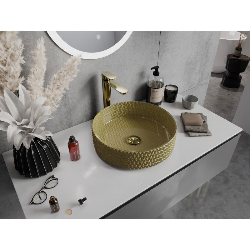 Mexen Aura skleněné umyvadlo na desku 39 x 39 cm, zlaté - 24013950