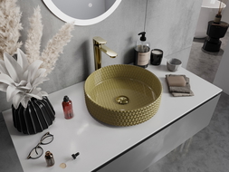 Mexen Aura skleněné umyvadlo na desku 39 x 39 cm, zlaté - 24013950