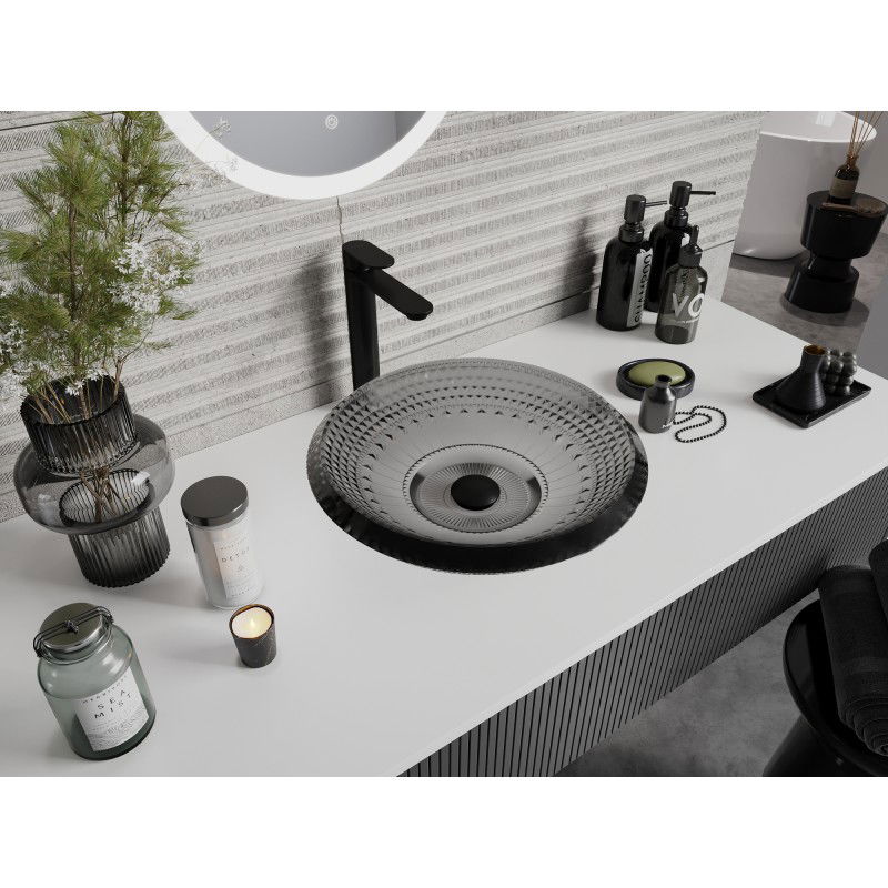 Mexen Heba skleněné umyvadlo na desku 45 x 45 cm, černé - 24064570