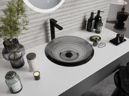 Mexen Heba skleněné umyvadlo na desku 45 x 45 cm, černé - 24064570