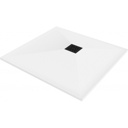Mexen Stone+ čtvercový kompozitní sprchový kout 80 x 80 cm, bílý, černý kryt - 44108080-B