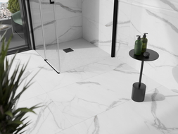 Mexen Stone+ sprchová vanička kompozitní čtvercová 90 x 90 cm, bílá, krytka černá - 44109090-B