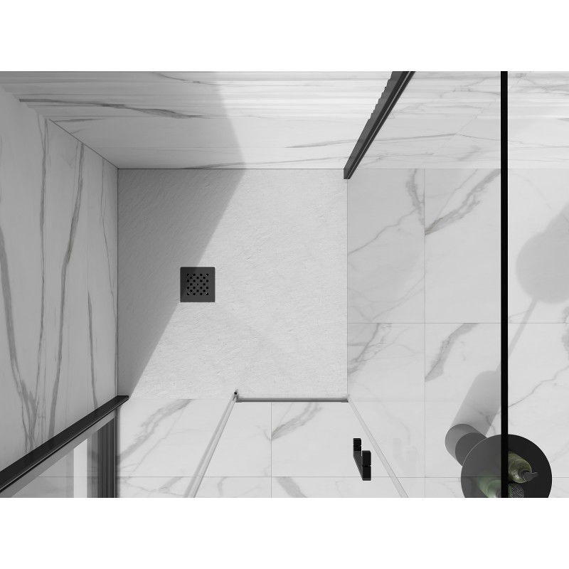 Mexen Stone+ sprchová vanička kompozitní čtvercová 90 x 90 cm, bílá, krytka černá - 44109090-B