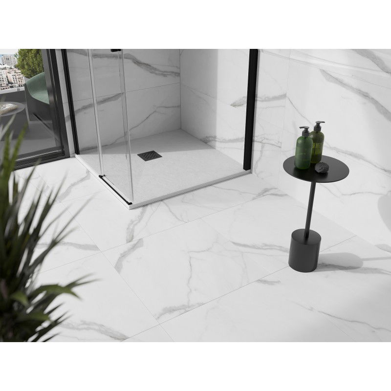 Mexen Stone+ čtvercový sprchový kout z kompozitu 70 x 70 cm, bílý, černý kryt - 44107070-B