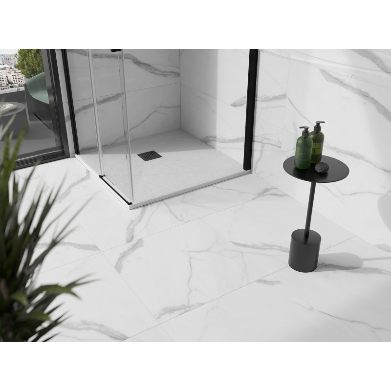 Mexen Stone+ kompozitní čtvercový sprchový kout 100 x 100 cm, bílý, černá krytka - 44101010-B