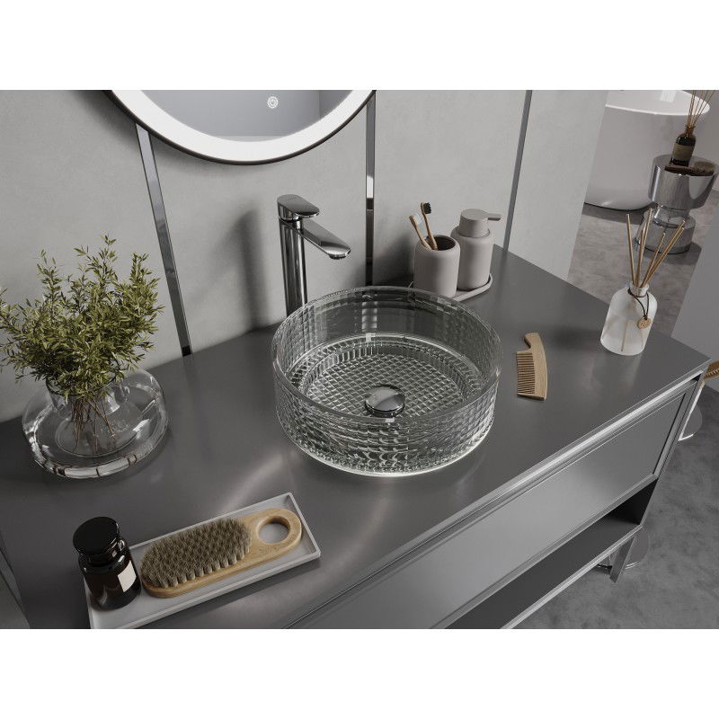 Mexen Lira skleněné umyvadlo na desku 37 x 37 cm, průhledné - 24053700