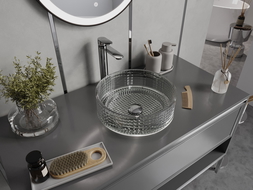 Mexen Lira skleněné umyvadlo na desku 37 x 37 cm, průhledné - 24053700