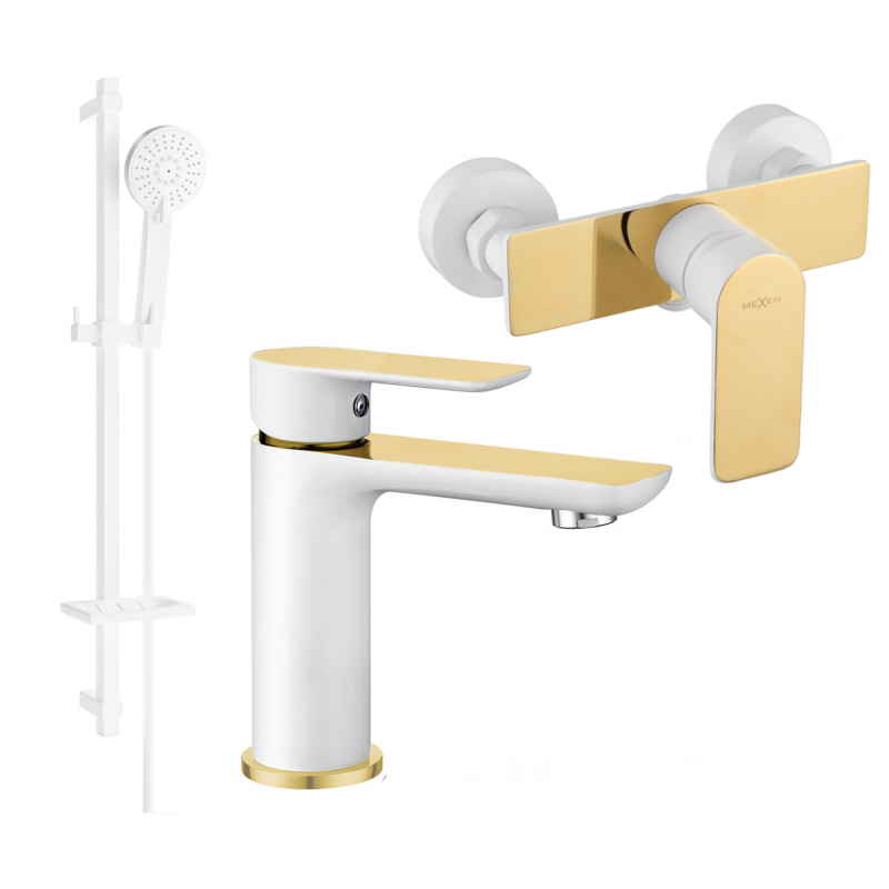 Mexen Alfa DQ40 sprchová sada, bílá/zlatá - 745704DQ40-25