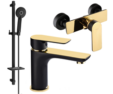 Mexen Alfa DQ40 sprchová sada, černá/zlatá - 745704DQ40-75