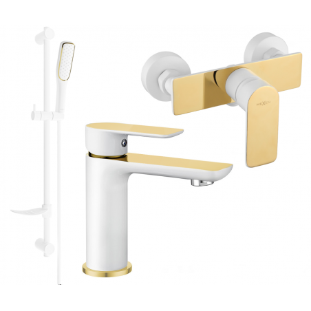 Mexen Alfa DF49 sprchová sada, bílá/zlatá - 745704DF49-25