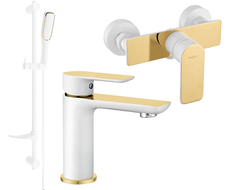 Mexen Alfa DF49 sprchová sada, bílá/zlatá - 745704DF49-25