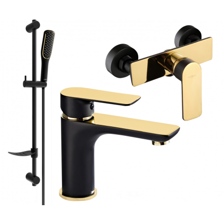 Mexen Alfa DF49 sprchová sada, černá/zlatá - 745704DF49-75