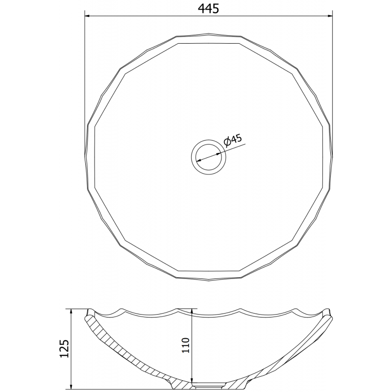 Mexen Inga skleněné umyvadlo na desku 44 x 44 cm, černé - 24074470