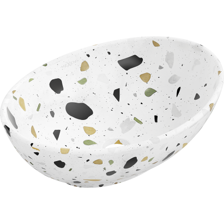 Mexen Elza umývadlo na desku 40 x 33 cm, bílý kámen terrazzo - 21014083