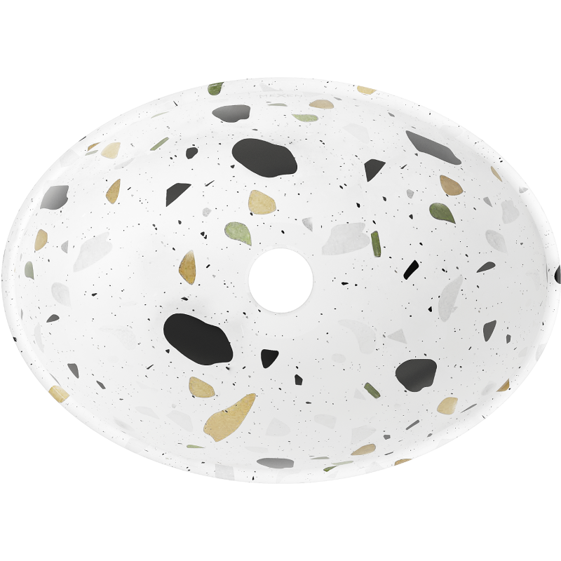 Mexen Elza umývadlo na desku 40 x 33 cm, bílý kámen terrazzo - 21014083