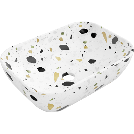 Mexen Rita umyvadlo na desku 45 x 32 cm, bílý kámen terrazzo - 21084587