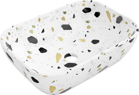 Mexen Rita umyvadlo na desku 45 x 32 cm, bílý kámen terrazzo - 21084587