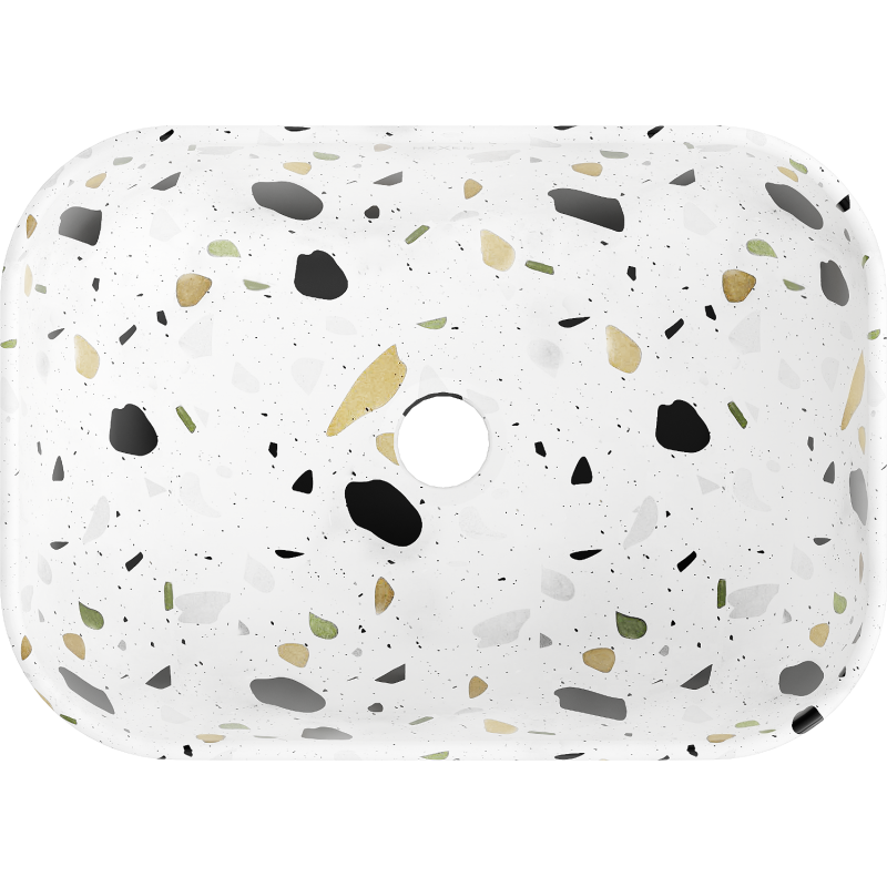 Mexen Rita umyvadlo na desku 45 x 32 cm, bílý kámen terrazzo - 21084587