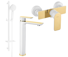 Mexen Alfa DQ40 sprchová sada, bílá/zlatá - 745714DQ40-25