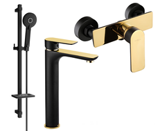 Mexen Alfa DQ40 sprchová sada, černá/zlatá - 745714DQ40-75