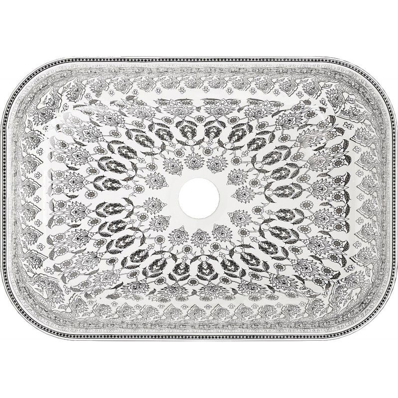 Mexen Rita umyvadlo na desku 45 x 32 cm, bílá/černý vzor - 21084586