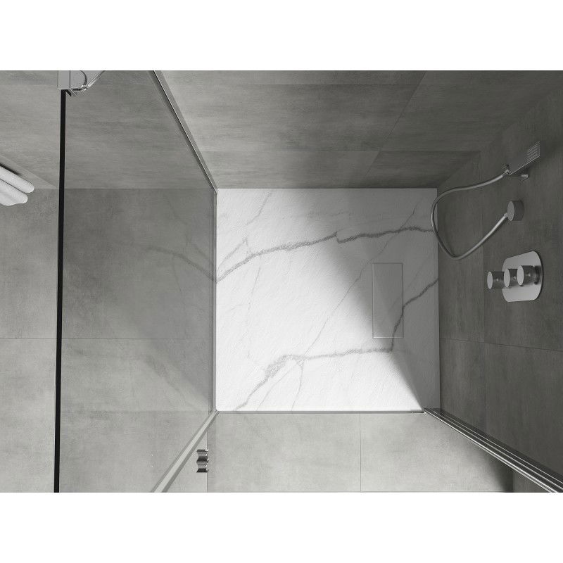 Mexen Hugo čtvercová sprchová vanička SMC 90 x 90 cm, bílý kámen - 42159090