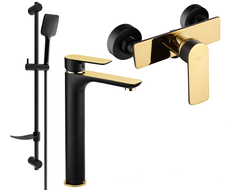 Mexen Alfa DF62 sprchová sada, černá/zlatá - 745714DF62-75