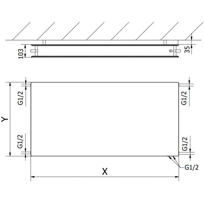 Mexen CVHF20 Hygiene Flat deskový radiátor 600 x 900 mm, spodní připojení, 903 W, bílý - W620HF-060-090-00