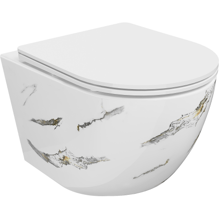 Mexen Lena WC mísa Rimless s pomalu sklápěcím slim sedátkem, duroplast, bílý kámen - 30224091