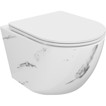 Mexen Lena WC mísa Rimless se sedátkem slim s pomalým zavíráním, duroplast, bílý kámen - 30224092