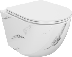 Mexen Lena WC mísa Rimless s pomalu padajícím slim sedátkem, duroplast, bílý kámen - 30224092
