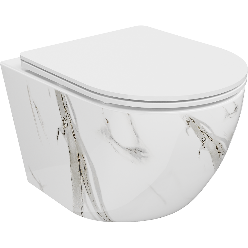 Mexen Lena mísa WC Rimless s pomalu klesající deskou slim, duroplast, bílý kámen - 30224094