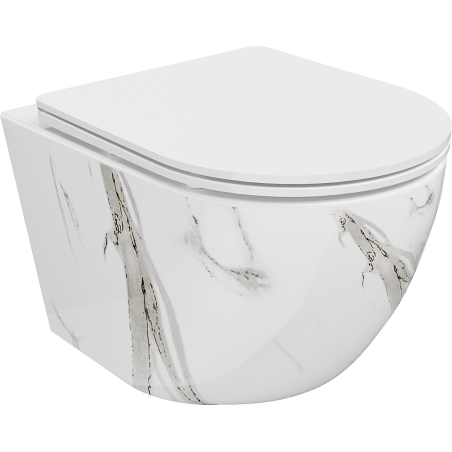 Mexen Lena mísa WC Rimless s pomalu klesající deskou slim, duroplast, bílý kámen - 30224094
