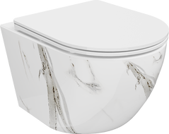 Mexen Lena mísa WC Rimless s pomalu klesající deskou slim, duroplast, bílý kámen - 30224094
