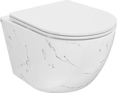 Mexen Lena WC mísa Rimless se sedátkem pomalu klesajícím slim, duroplast, bílý kámen - 30224093