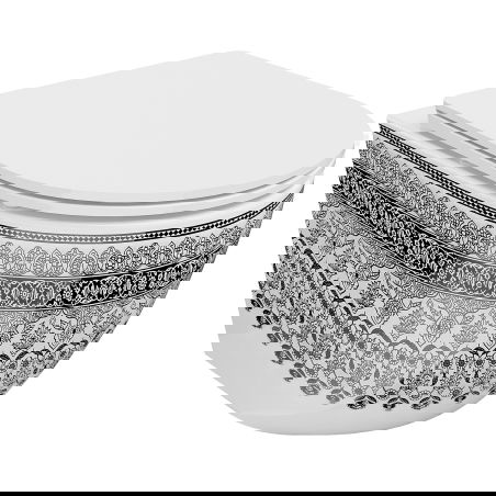 Mexen Lena WC mísa Rimless s pomalu padací deskou slim, duroplast, bílá/černý vzor - 30224095