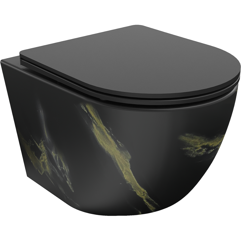 Mexen Lena WC mísa Rimless s pomalu sklápějícím sedátkem slim, duroplast, černý kámen - 30224098