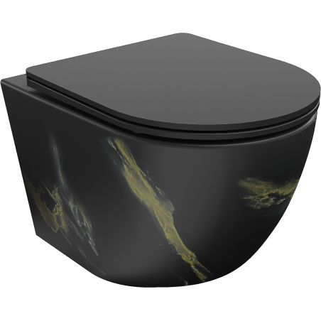 Mexen Lena WC mísa Rimless s pomalu sklápějícím sedátkem slim, duroplast, černý kámen - 30224098