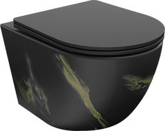 Mexen Lena WC mísa Rimless s pomalu sklápějícím sedátkem slim, duroplast, černý kámen - 30224098