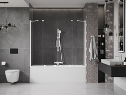 Mexen Velar Duo vanová zástěna dvoukřídlá posuvná 190 x 150 cm, transparentní, bílá - 896-190-000-02-20